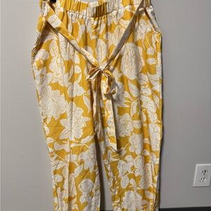 Yellow Floral Print Pants